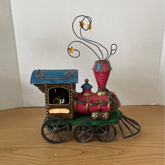 Vtg Kurt Adler Santa Claus Christmas Train Tin Metal Locomotive Hand Painted - Picture 3 of 9